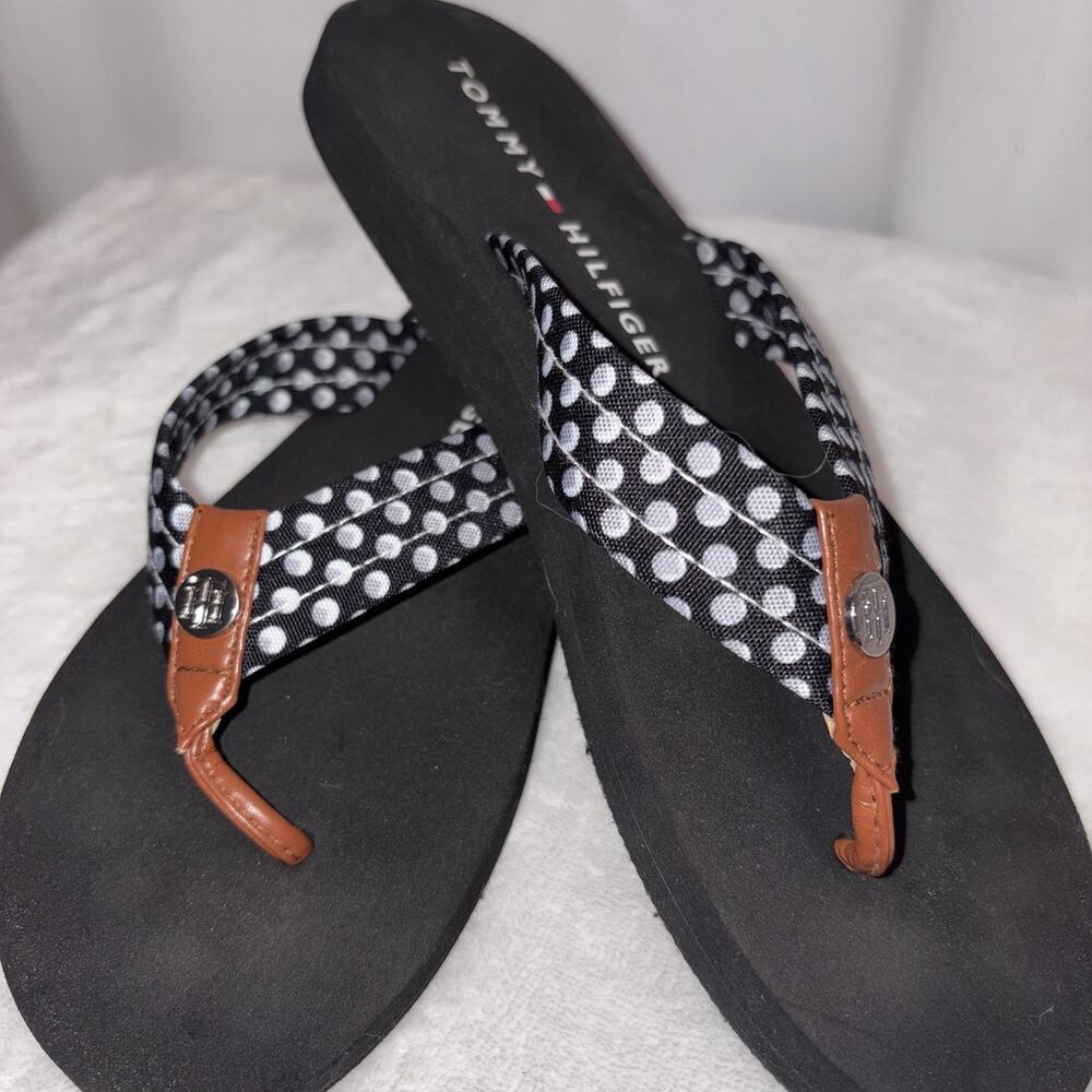 Tommy Hilfiger Blue & White Fabric Strap Flip Flop Women’s Size 9 NWOT